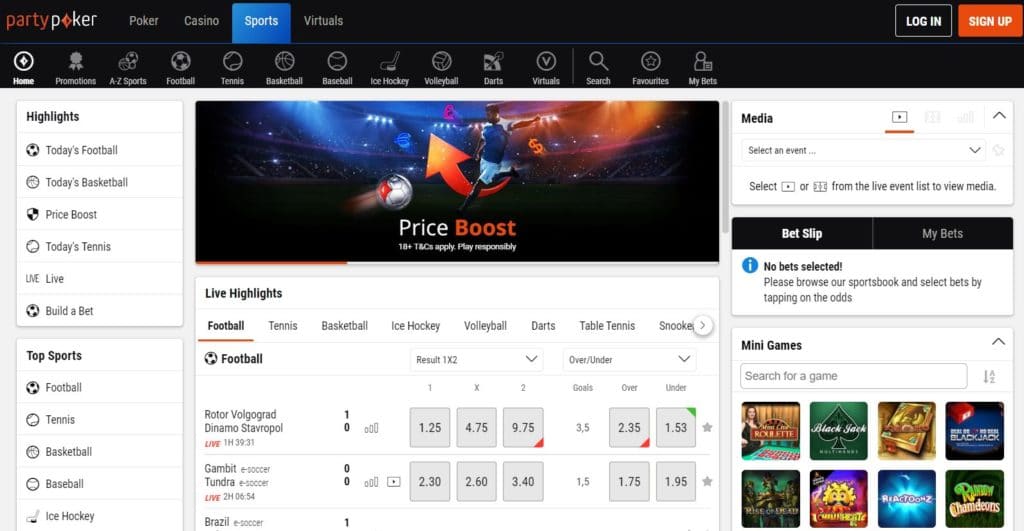 partypoker spletna stran šport